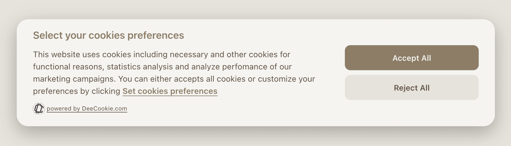ตัวอย่าง Cookie Banner